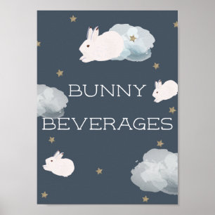 Flying Bunny Baby Dusche Bunny Beverages Unterschr Poster