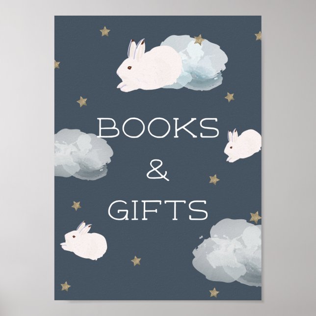 Flying Bunny Baby Shower Books & Gifts Schild (Vorne)