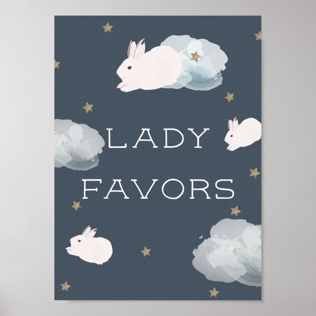 Flying Bunny Baby Shower Lady Favoriten Schild (Vorne)
