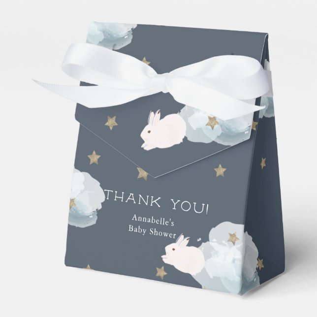 Flying Bunny Star & Cloud Baby Shower Geschenkboxe Geschenkschachtel (Vorderseite)