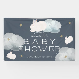 Flying Bunny Stars Wolken Baby Shower Banner