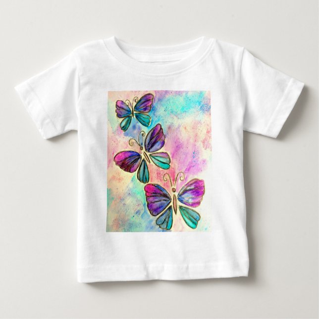 Flying Butterflies Baby Bodysuit oder T - Shirt (Vorderseite)