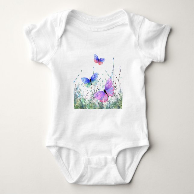 Flying Butterflies Baby Bodysuit Strampler (Vorderseite)
