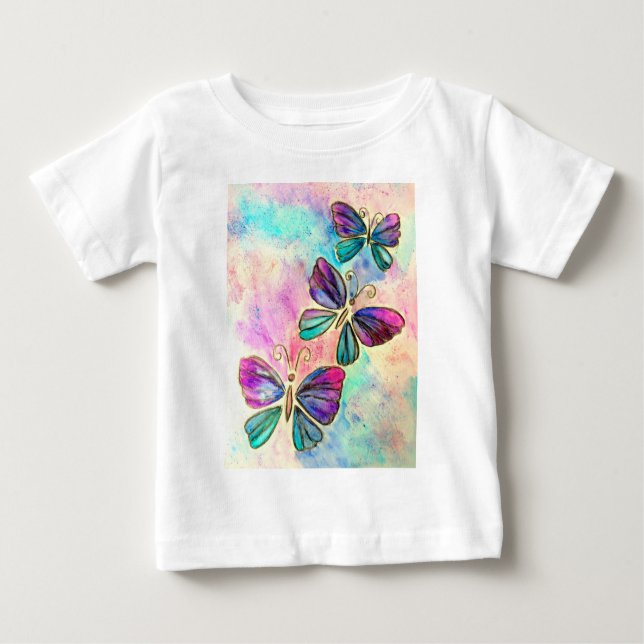 Flying Butterflies Baby T - Shirt oder Bodysuit (Vorderseite)