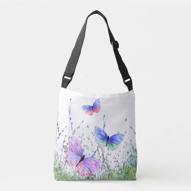 Flying Butterflies Crossbody Bag Tragetaschen Mit Langen Trägern (Vorderseite)