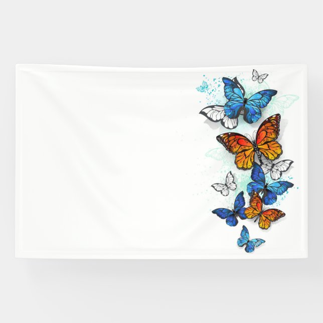 Flying Butterflies Morpho und Monarch Banner (Horizontal)