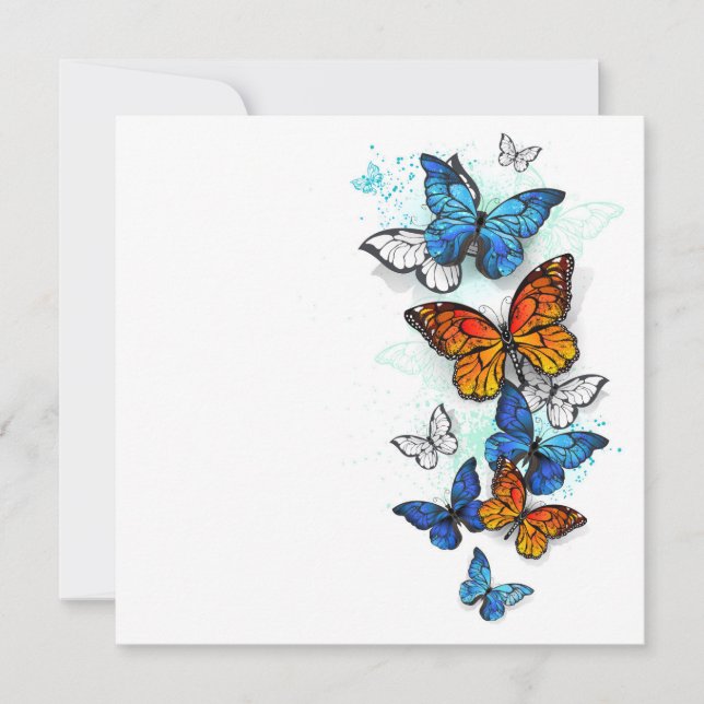 Flying Butterflies Morpho und Monarch Dankeskarte (Vorderseite)
