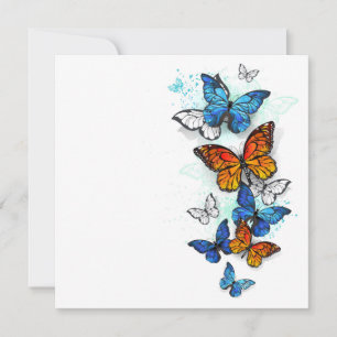Flying Butterflies Morpho und Monarch Dankeskarte