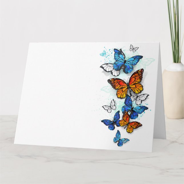 Flying Butterflies Morpho und Monarch Dankeskarte (Vorderseite)