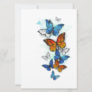 Flying Butterflies Morpho und Monarch Einladung