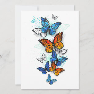Flying Butterflies Morpho und Monarch Feiertagskarte