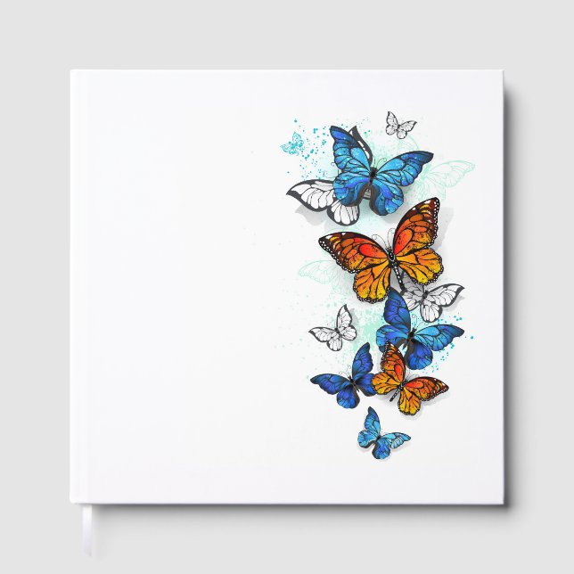 Flying Butterflies Morpho und Monarch Gästebuch (Vorderseite)