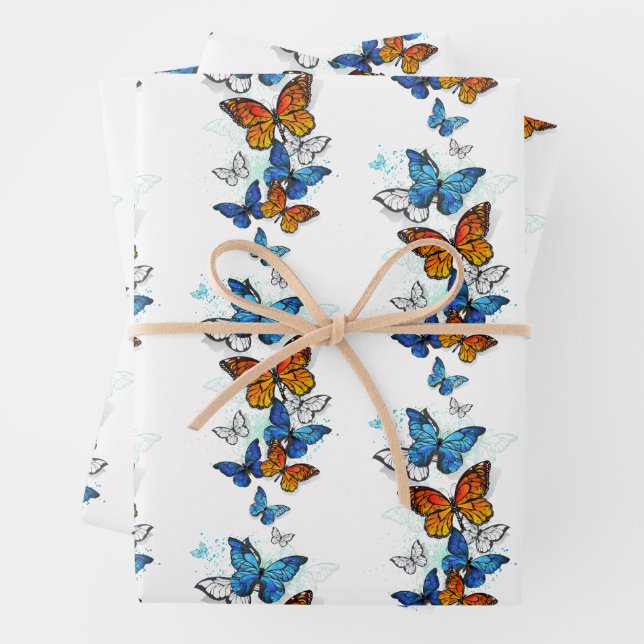 Flying Butterflies Morpho und Monarch Geschenkpapier Set (Beispiel)