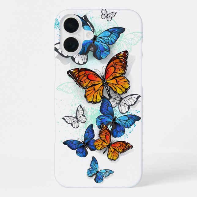Flying Butterflies Morpho und Monarch iPhone Hülle (Rückseite)