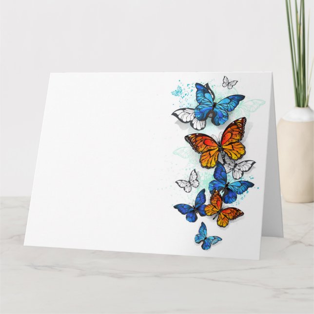 Flying Butterflies Morpho und Monarch Karte (Vorderseite)