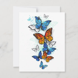 Flying Butterflies Morpho und Monarch Karte