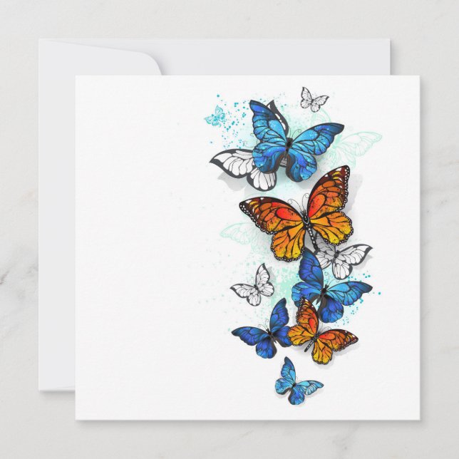 Flying Butterflies Morpho und Monarch Karte (Vorderseite)