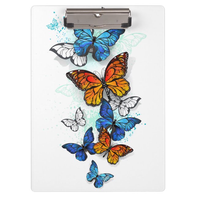 Flying Butterflies Morpho und Monarch Klemmbrett (Vorderseite)