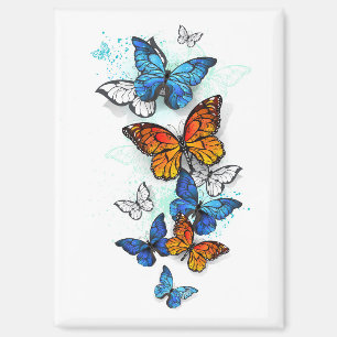 Flying Butterflies Morpho und Monarch Magnet
