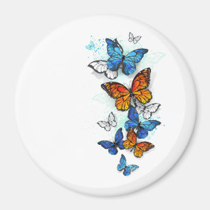 Flying Butterflies Morpho und Monarch Magnet