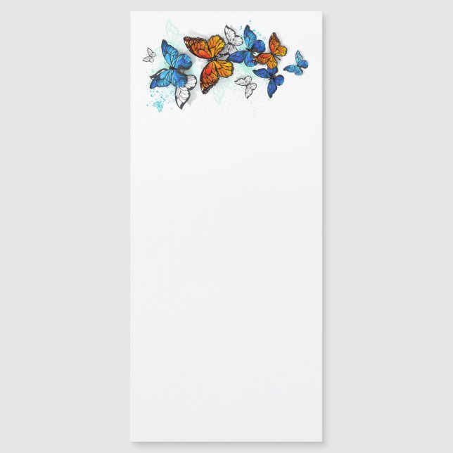 Flying Butterflies Morpho und Monarch Magnetkarte (Vorderseite)