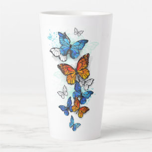 Flying Butterflies Morpho und Monarch Milchtasse
