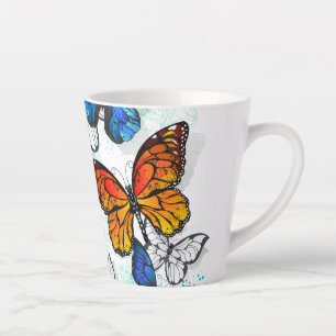 Flying Butterflies Morpho und Monarch Milchtasse
