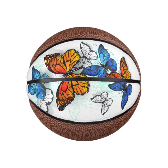 Flying Butterflies Morpho und Monarch Mini Basketball (Vorderseite)
