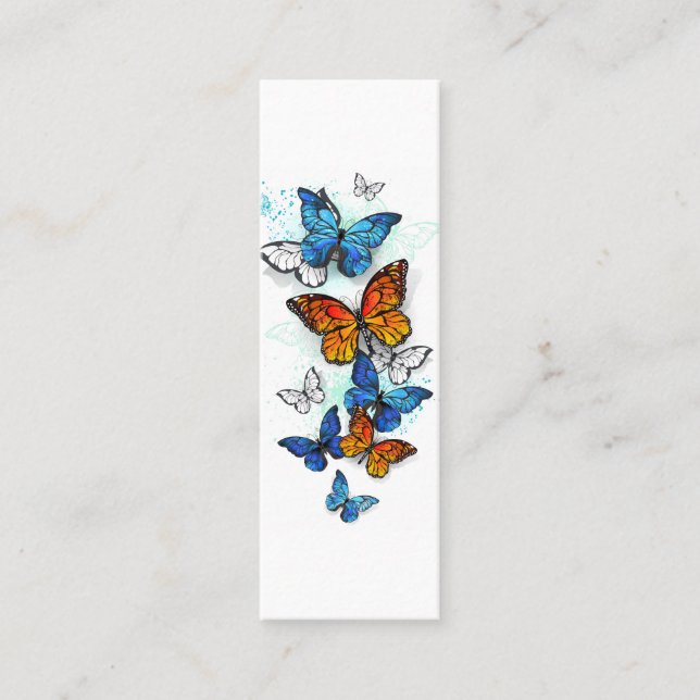 Flying Butterflies Morpho und Monarch Mini Visitenkarte (Vorderseite)