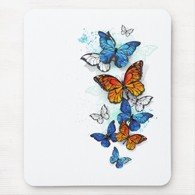 Flying Butterflies Morpho und Monarch Mousepad (Vorne)