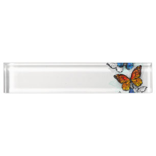 Flying Butterflies Morpho und Monarch Namensplakette
