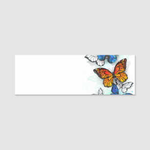 Flying Butterflies Morpho und Monarch Namensschild