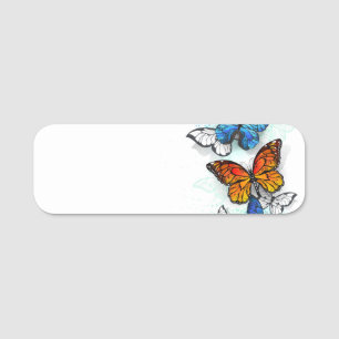 Flying Butterflies Morpho und Monarch Namensschild