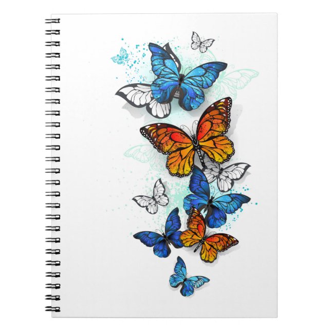 Flying Butterflies Morpho und Monarch Notizblock (Vorderseite)