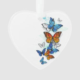 Flying Butterflies Morpho und Monarch Ornament