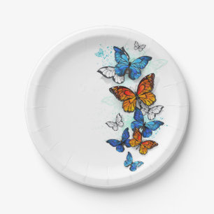 Flying Butterflies Morpho und Monarch Pappteller