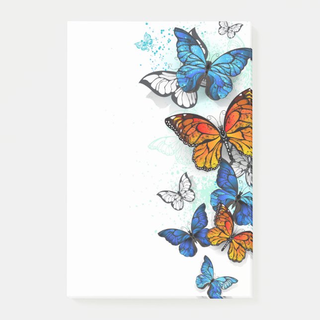 Flying Butterflies Morpho und Monarch Post-it Klebezettel (Vorderseite)