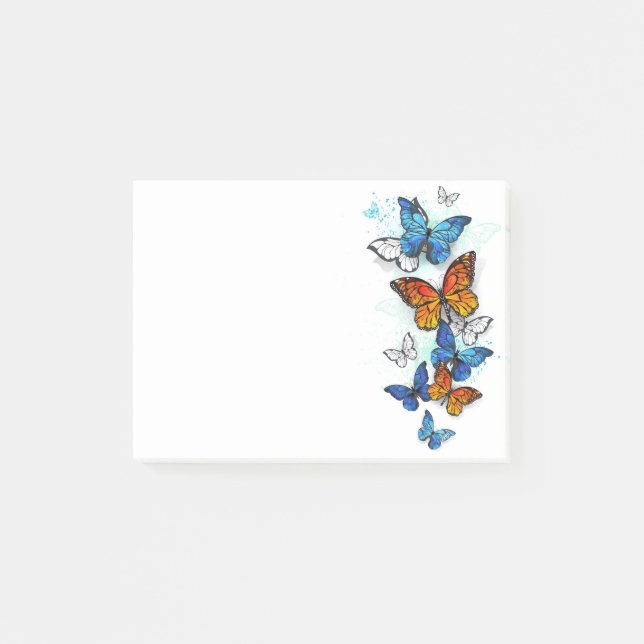 Flying Butterflies Morpho und Monarch Post-it Klebezettel (Vorderseite)