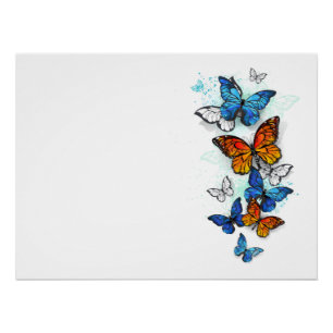 Flying Butterflies Morpho und Monarch Poster