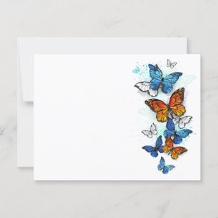 Flying Butterflies Morpho und Monarch Postkarte