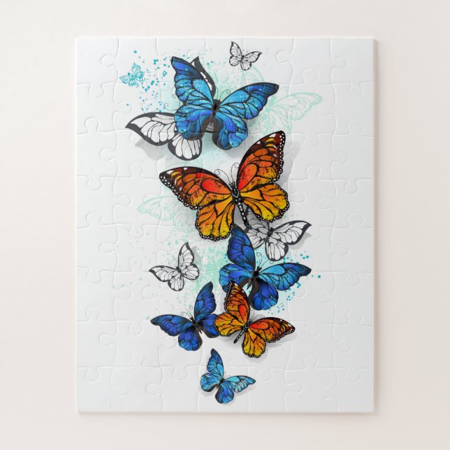 Flying Butterflies Morpho und Monarch Puzzle (Vertikal)