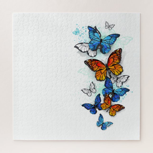 Flying Butterflies Morpho und Monarch Puzzle (Vertikal)