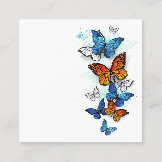 Flying Butterflies Morpho und Monarch Rabattkarte (Vorderseite)