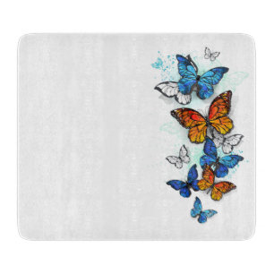 Flying Butterflies Morpho und Monarch Schneidebrett