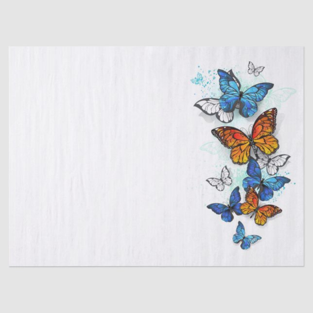 Flying Butterflies Morpho und Monarch Seidenpapier (Vorderseite)