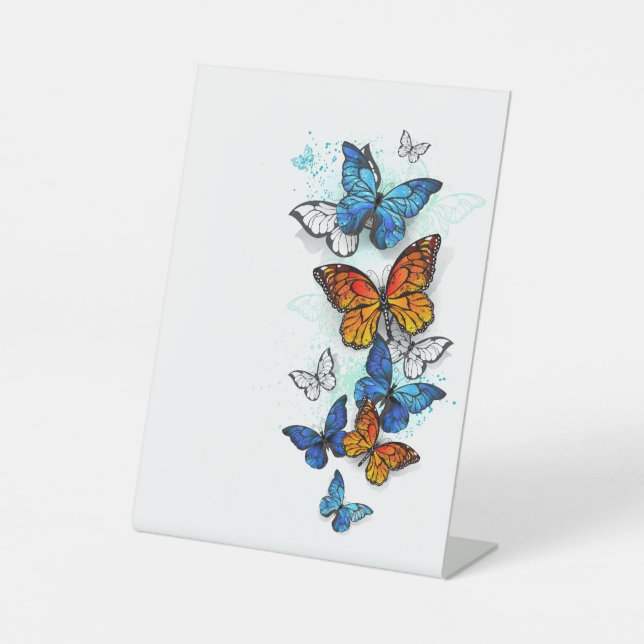 Flying Butterflies Morpho und Monarch Sockelschild (Vorderseite)