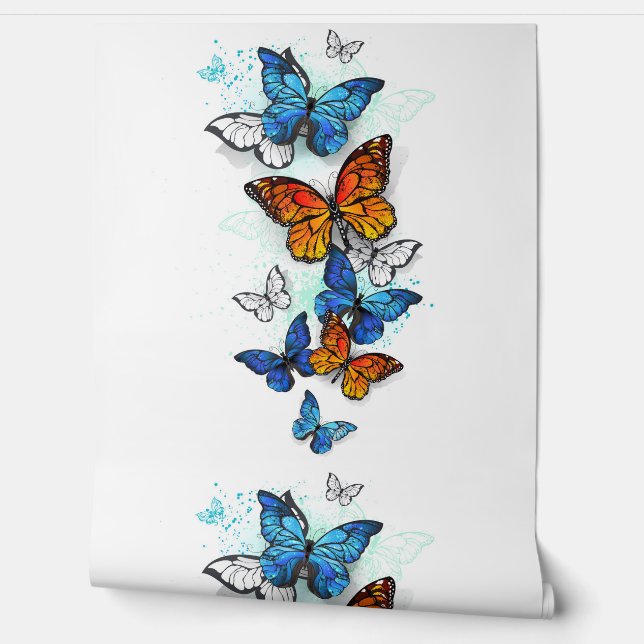 Flying Butterflies Morpho und Monarch Tapete (Abrollen)