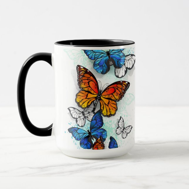 Flying Butterflies Morpho und Monarch Tasse (Links)