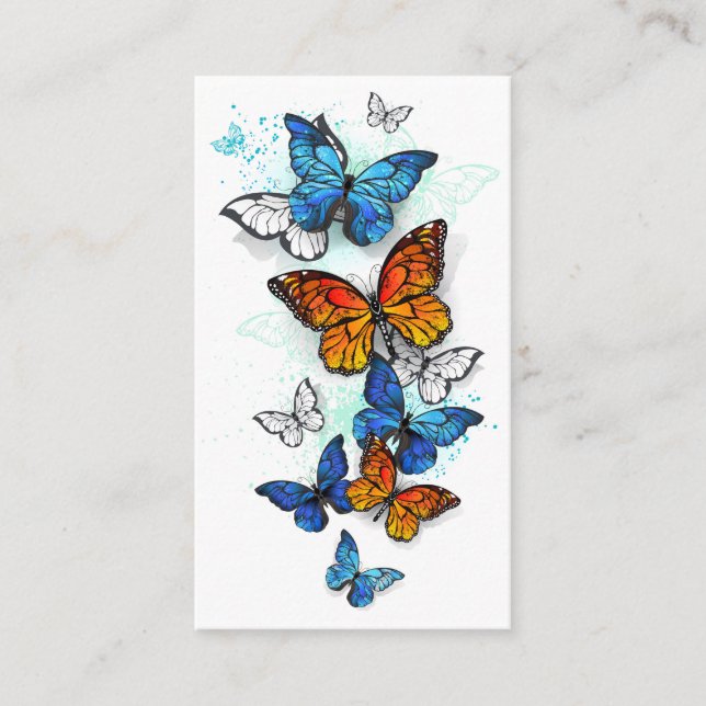 Flying Butterflies Morpho und Monarch Terminkarte (Vorderseite)