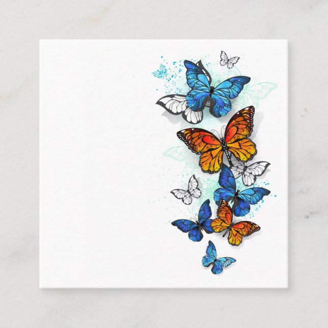 Flying Butterflies Morpho und Monarch Terminkarte (Vorderseite)